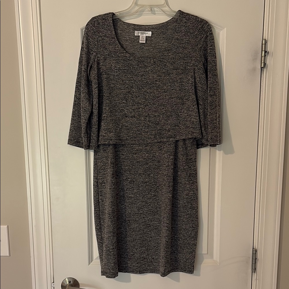 Motherhood Gray Sheath Dress with 3/4 Sleeves